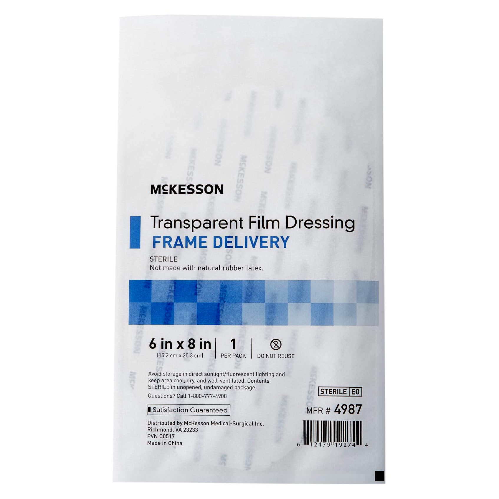 McKesson Frame Style Transparent Film Dressing, 6 x 8 Inch - Image 1