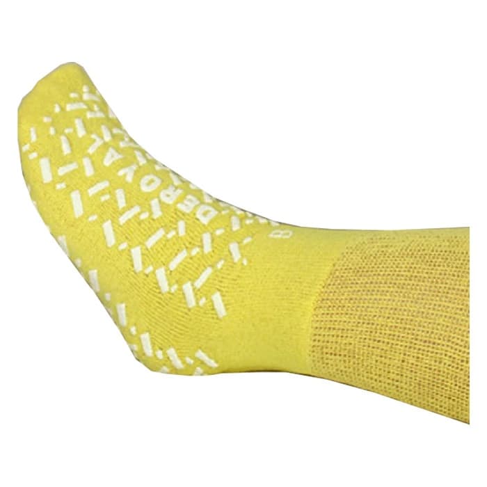 DeRoyal Double Sided Patient Slipper Socks, Large-XLarge, Yellow - Case of 24 - Image 1