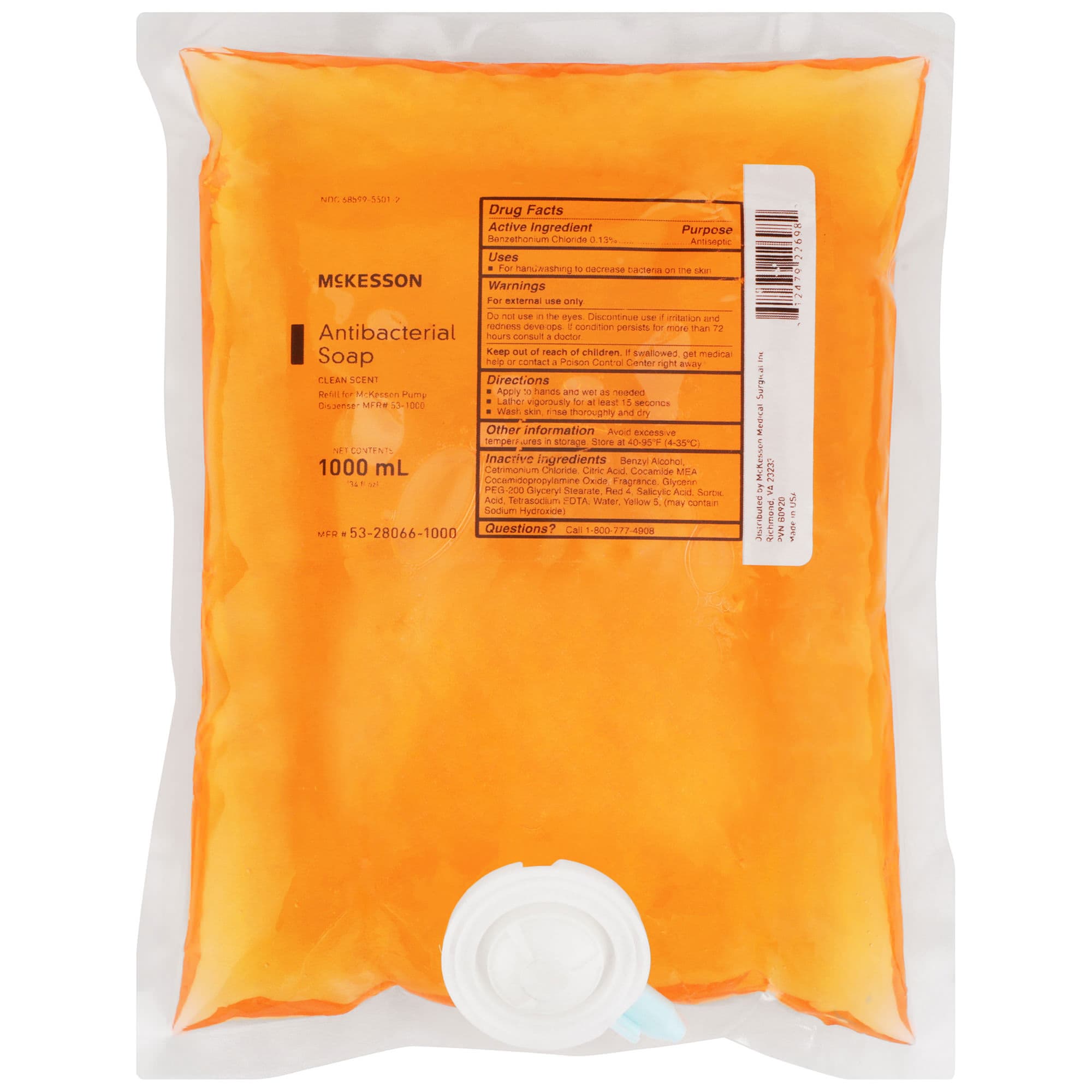 McKesson Antibacterial Hand Soap, Refill Bag, 1000 ml - Image 1
