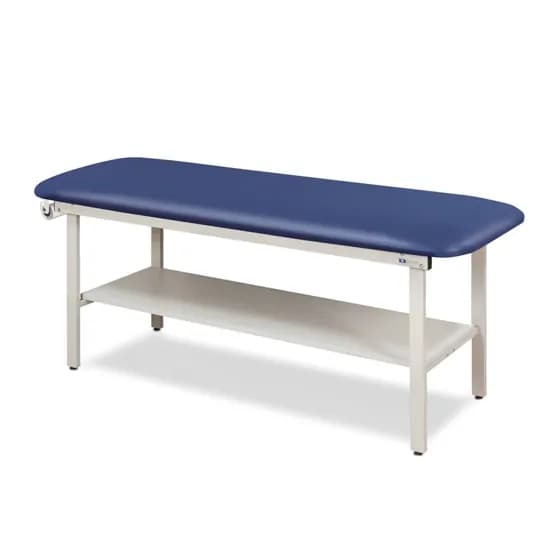 Clinton Alpha Express Flat Top Treatment Table with Full Shelf, Royal Blue, 27" W x 72" L x 31" H - Image 1