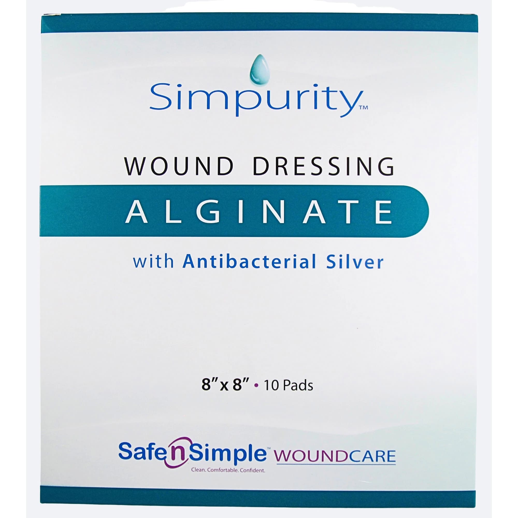 Simpurity Silver Alginate Wound Dressing, 8 x 8 Inch, Sterile - Case of 160 - Image 1