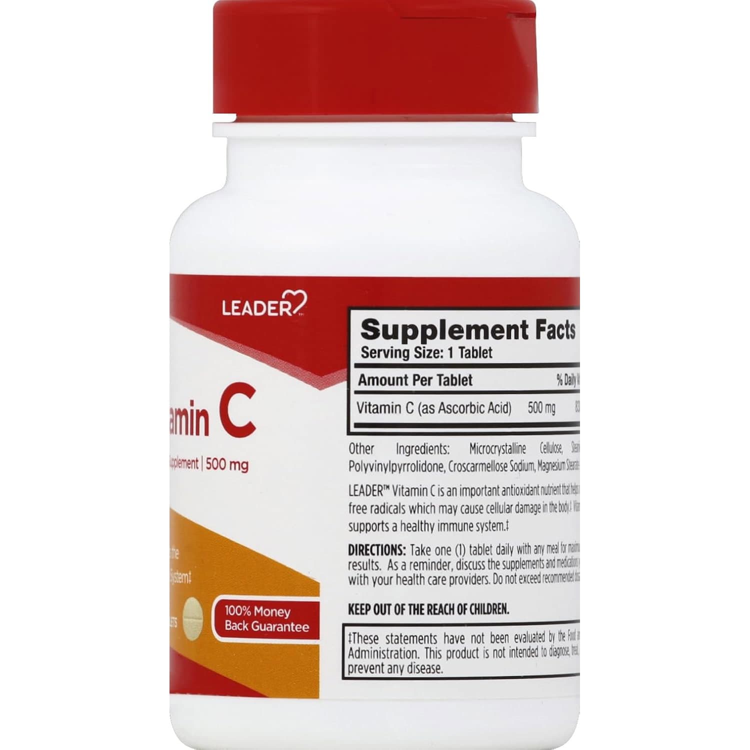 Leader Vitamin C Dietary Supplement, 500 mg, 100 Count - Each - Image 2