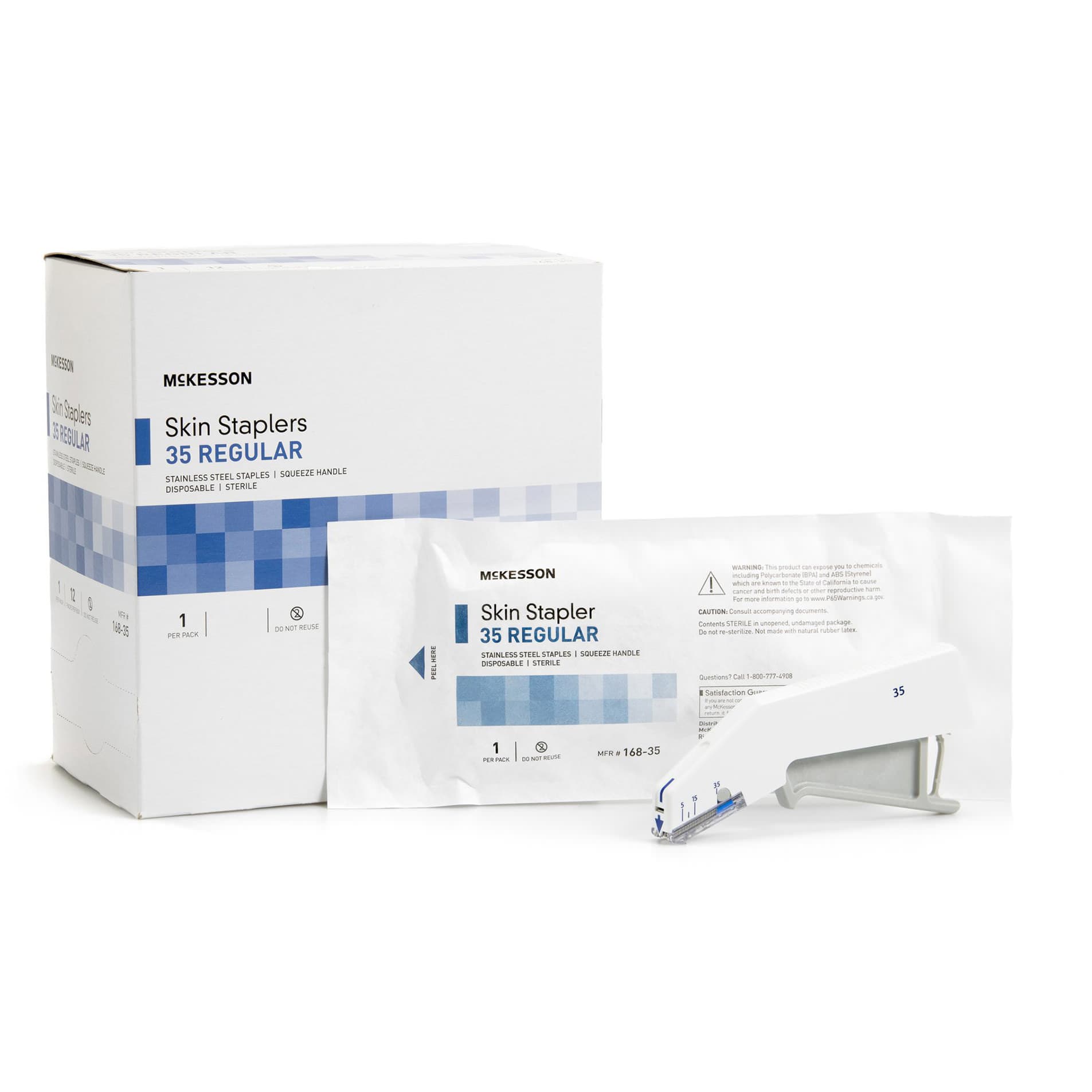 McKesson Wound Stapler Squeeze Handle Stainless Steel Staples 35 mm Staples Sterile - Each - Image 1