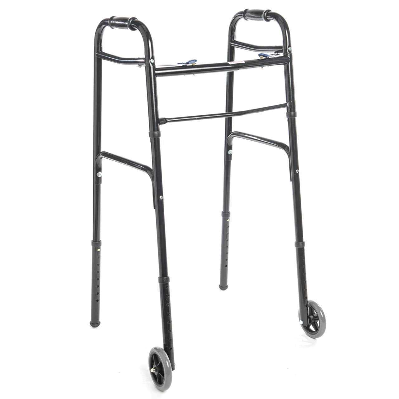 Protekt® two-button folding lightweight walker with wheels, Aluminum, Adult - Each - Image 1