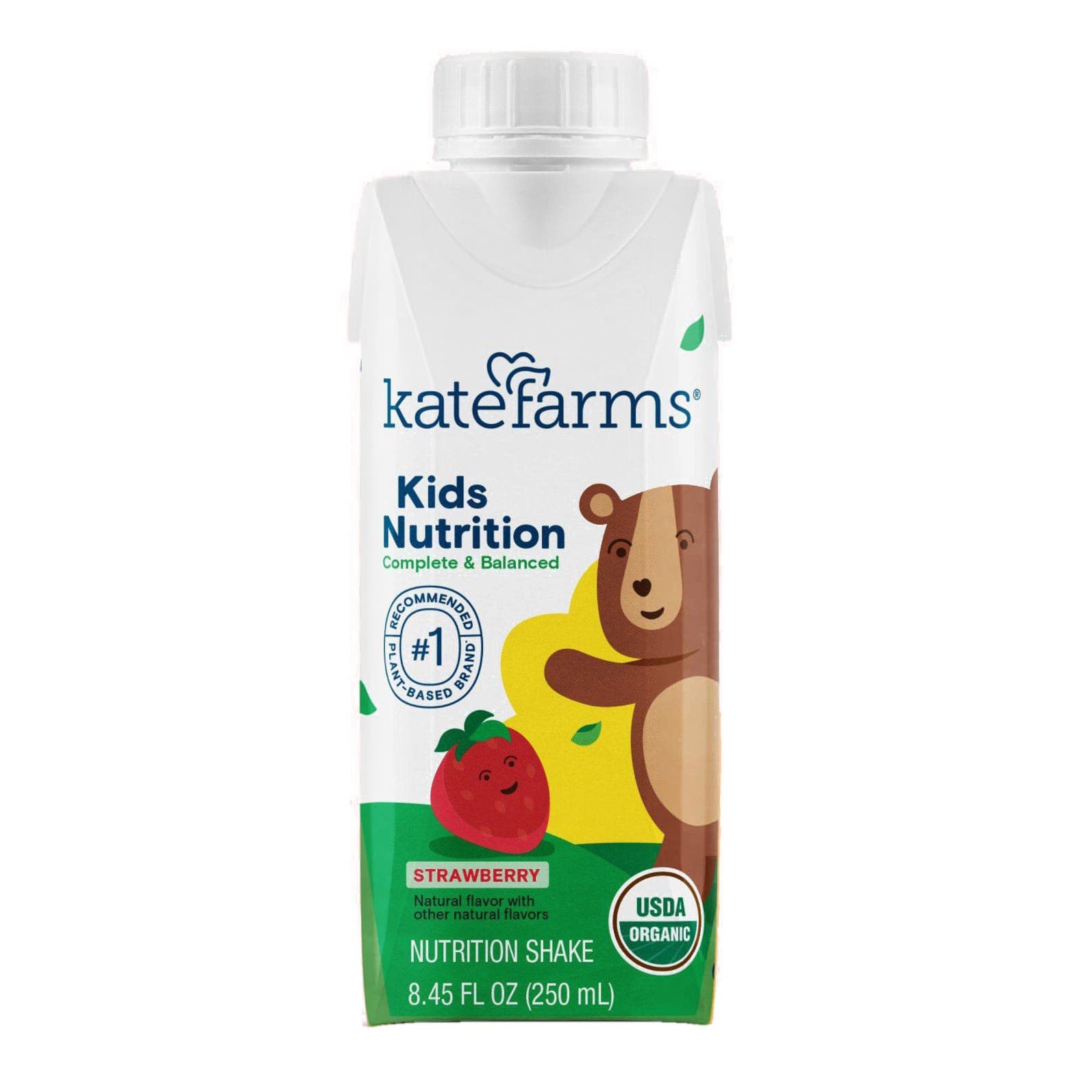 Kate Farms Kid's Complete And Balanced Nutrition Shake, Strawberry, 8.45 oz - Case of 12 - Image 1