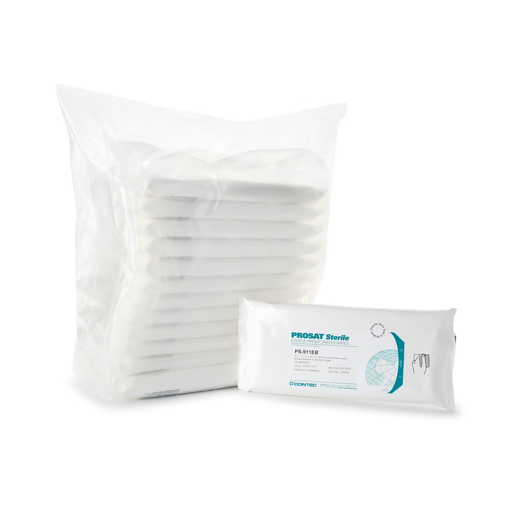 PROSAT Sterile Surface Disinfectant Cleaner Pouch Wipe Sterile, 9 x 11 Inch - Case of 48 - Image 1