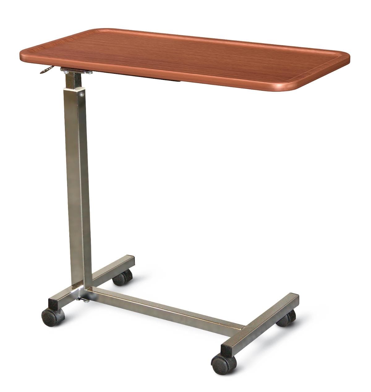 Medline At Home 150 Series Thermofoil Surface Overbed Table, American Cherry - Image 1