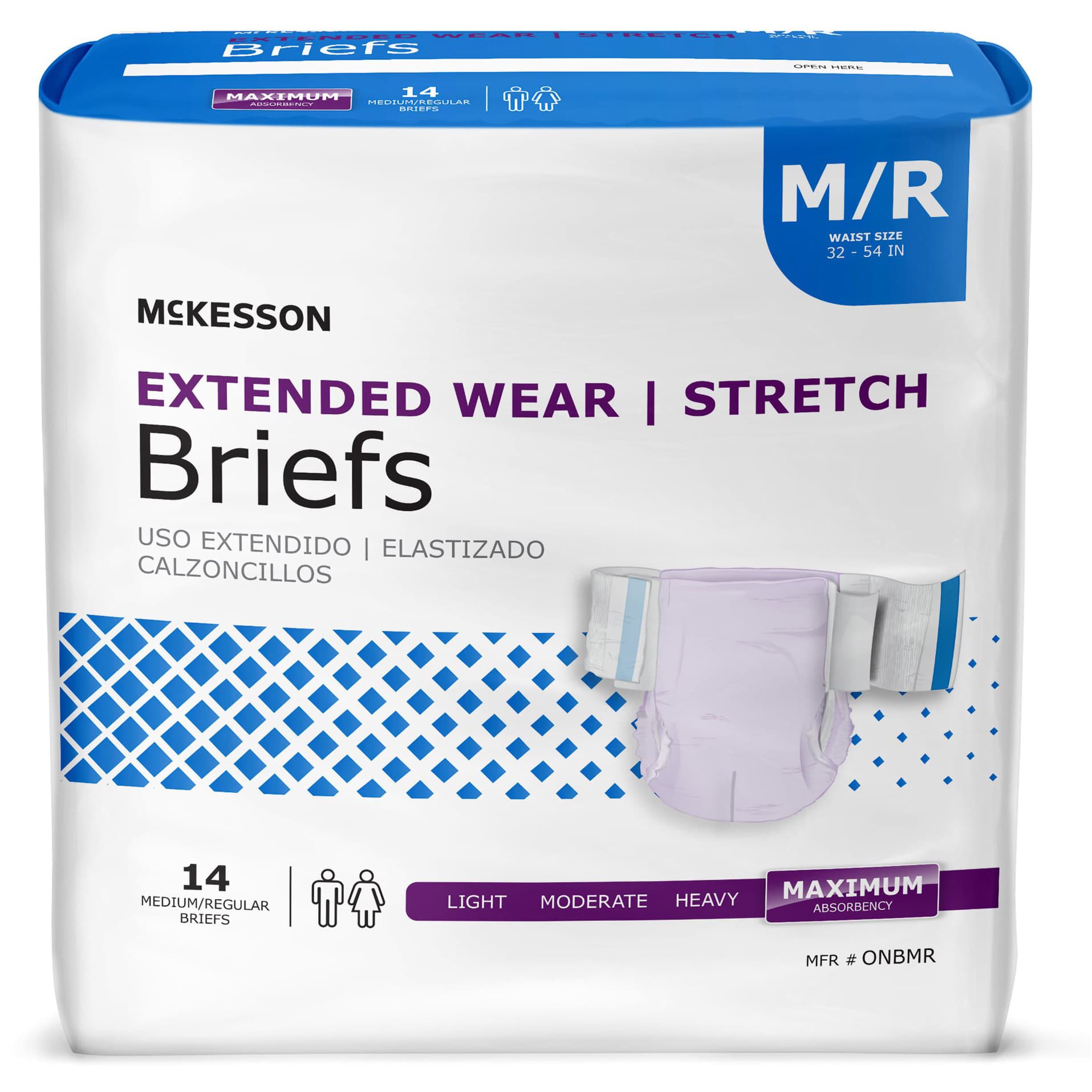 McKesson Extended Wear Stretch Briefs, Medium - Bag of 14 - Image 1