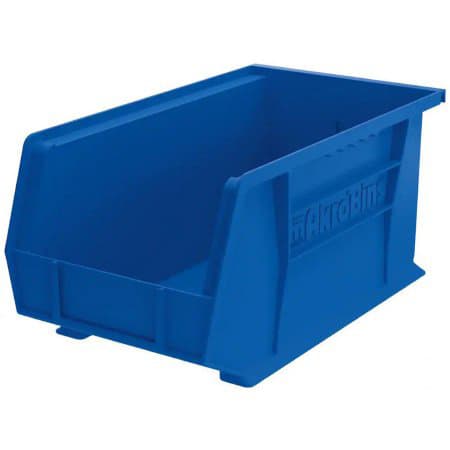 Akrobins 60 lbs Storage Bin, Blue, 14-3/4" L x 8-1/4" W x 7" H - Carton of 12 - Image 1