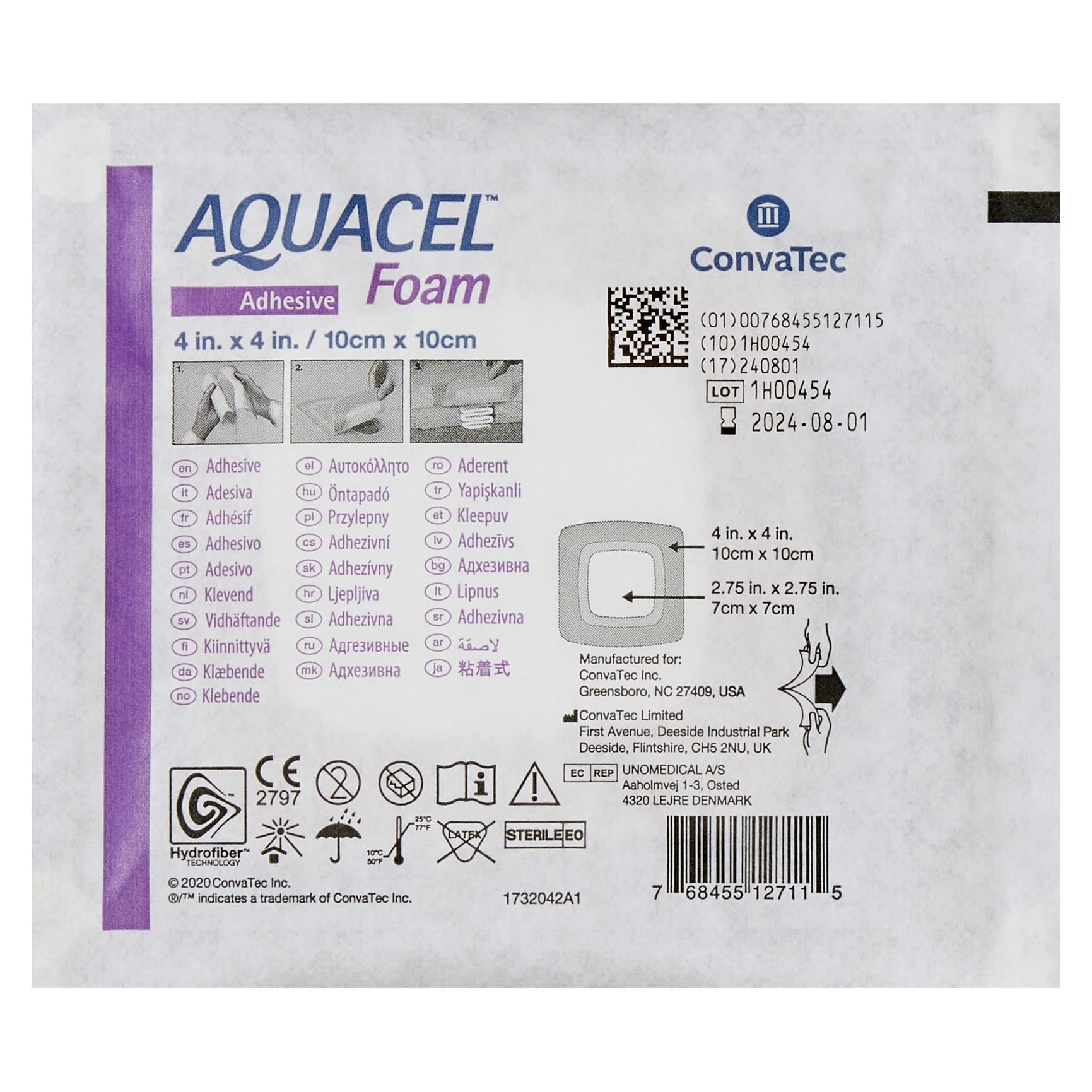 ConvaTec Aquacel Adhesive Gelling Foam Dressing, 4 x 4 Inch - Image 1