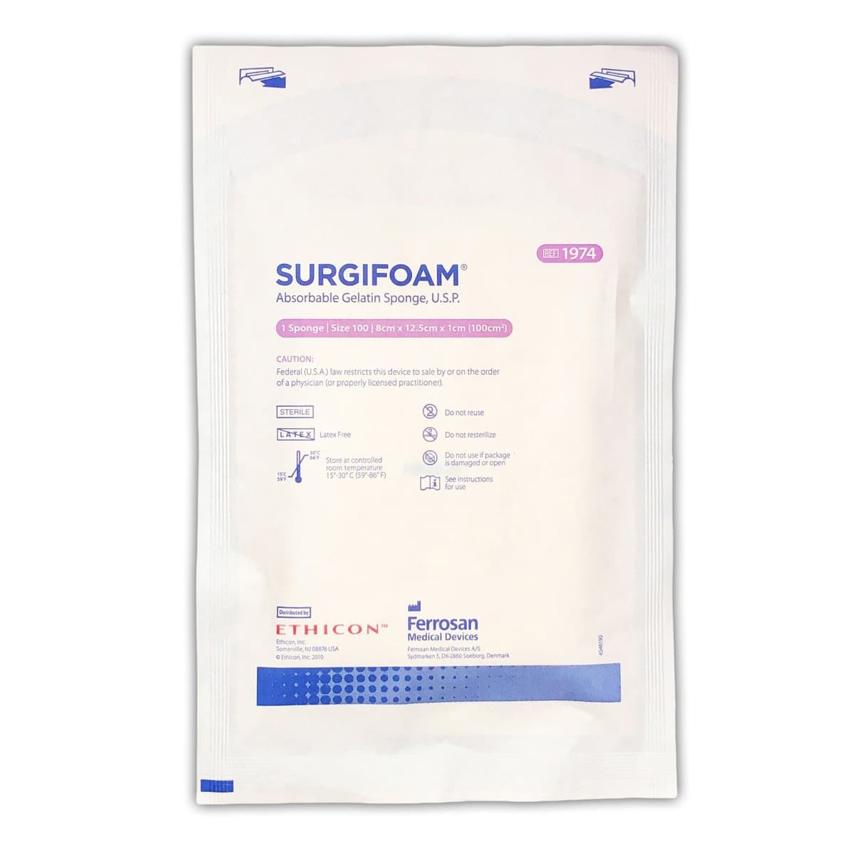 Surgifoam Absorbable Gelatin Sponge, 8 cm x 12.25 cm x 10 mm - Each - Image 1