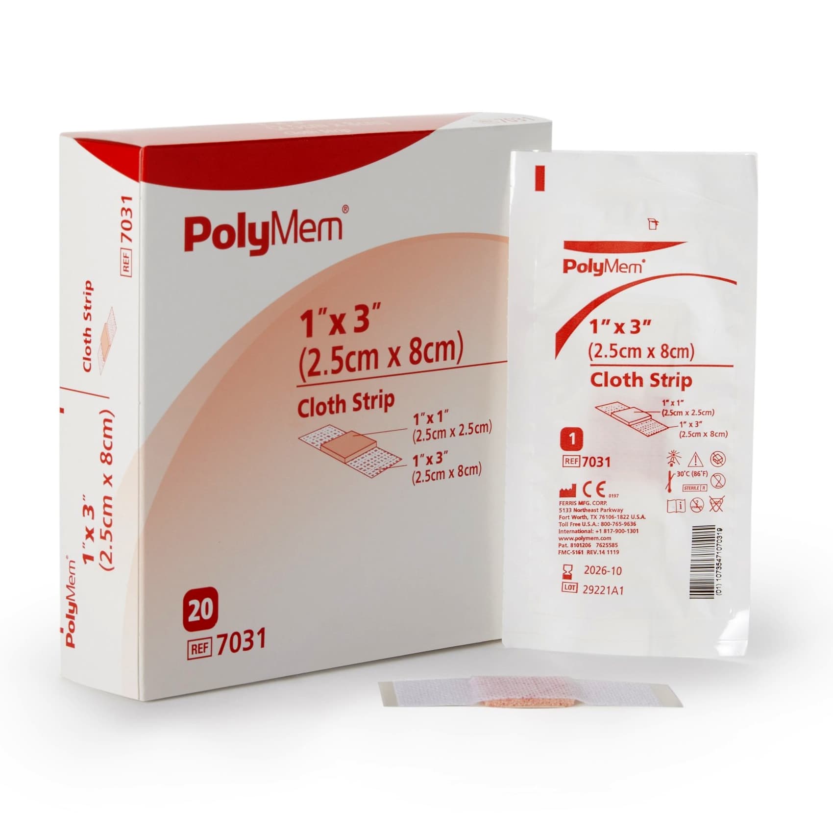 Polymem Cloth Adhesive Strip Foam Dressing - Image 1