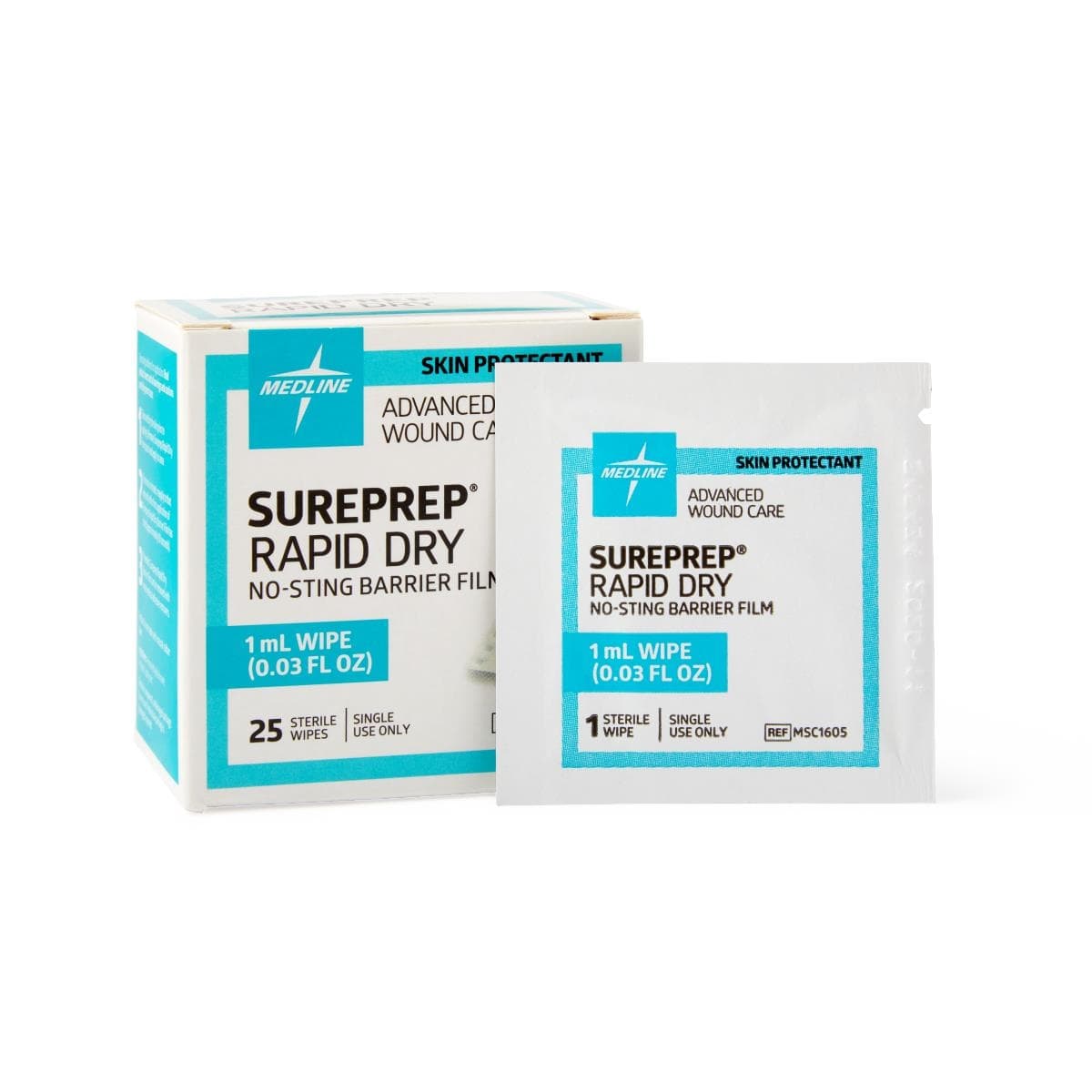 Sureprep Rapid Dry No-Sting Barrier Film Wipe, 1 ml - Case of 100 - Image 1