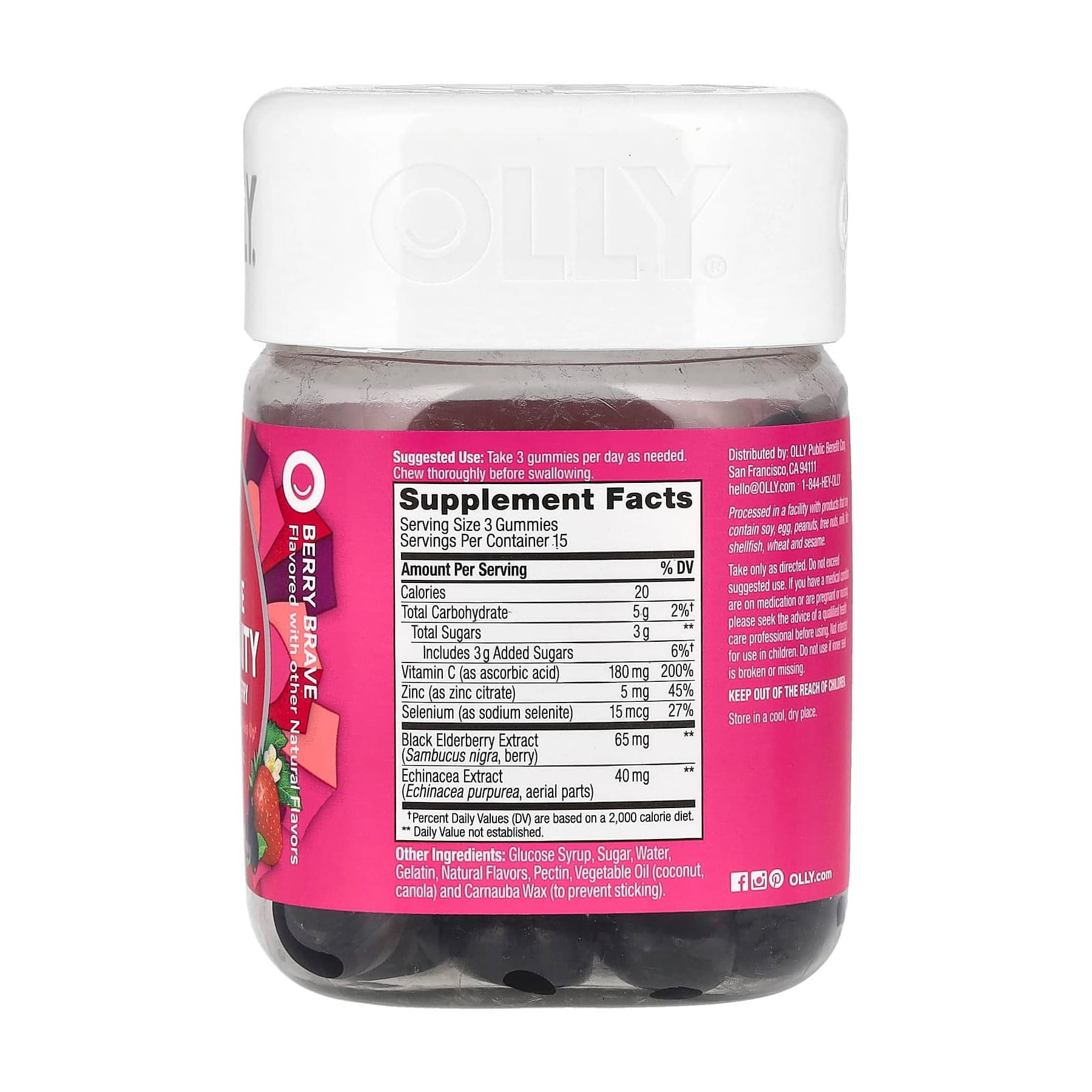 OLLY, Active Immunity + Elderberry Gummies, Berry Brave Gummies - Bottle of 45 - Image 2