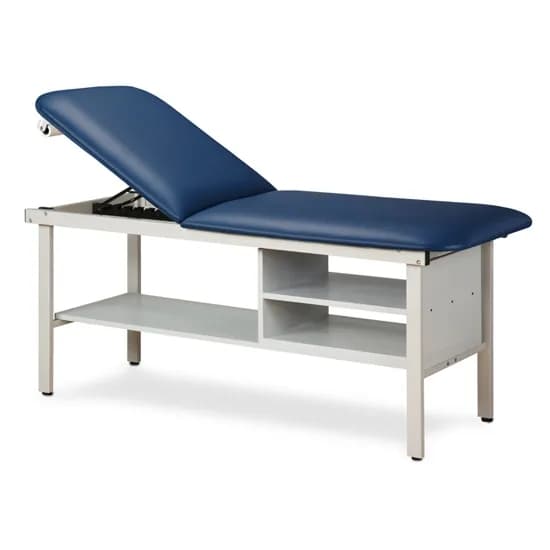 Clinton Alpha Express Treatment Table with Adjustable Back and Shelving, Royal Blue, 27" W x 72" L x 31" H - Image 1