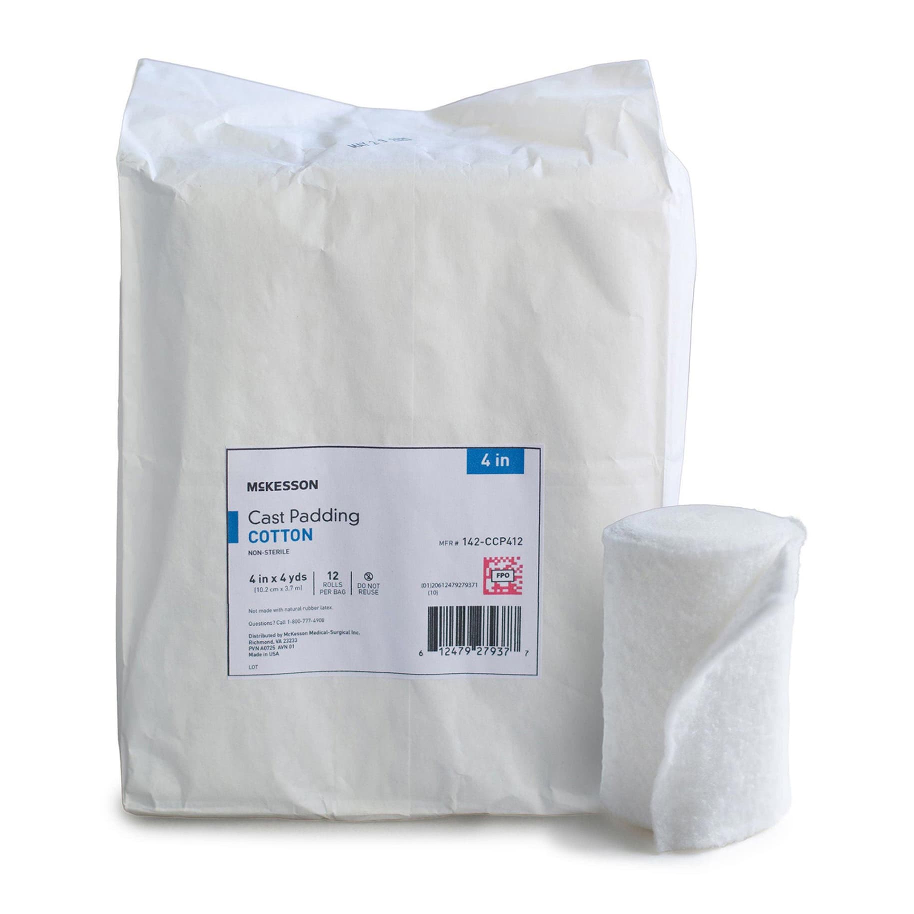 McKesson Cotton Cast Padding, Non-Sterile, 4 Inch x 4 Yard - Bag of 12 - Image 1