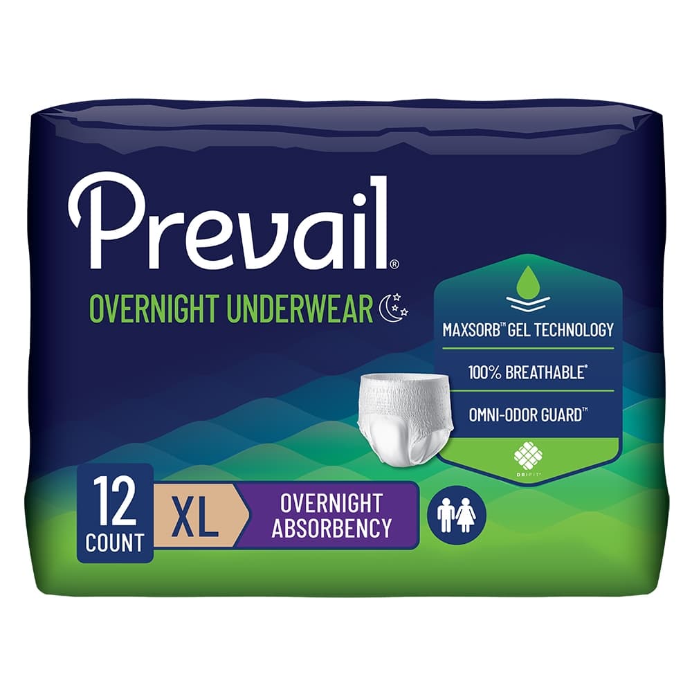 Prevail Overnight Heavy Absorbent Adult Underwear, Extra Large - Package of 12 - Image 1