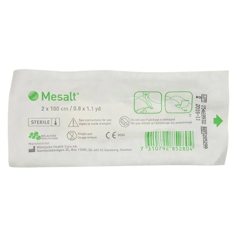 Mesalt Ribbon. Use Mesalt Sodium chloride Impregnated Dressing By Molnlycke Healthcare