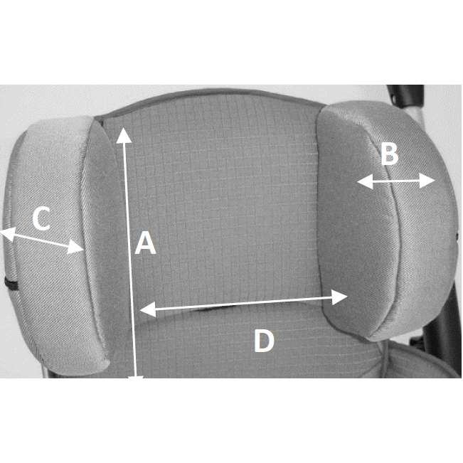 Headrest Lateral Support Size 1 - A: 6.7" B: 3.9" C: 2" D: 3.9" - 5.1" (Pair - Black) (3201-7600-346)