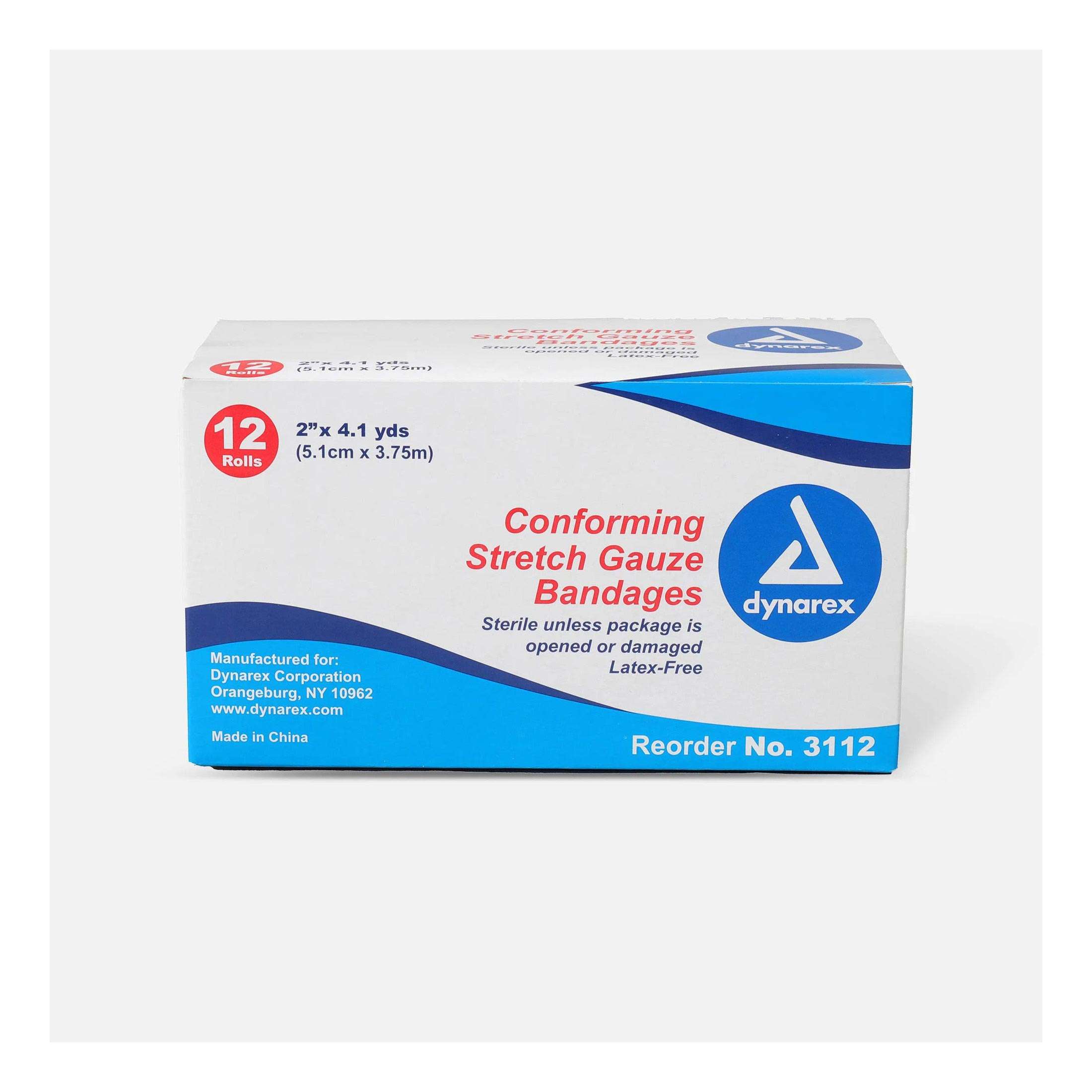 Dynarex Self-Adhering Conforming Sterile Stretch Gauze Bandage, 2" x 4-1/10 yards
