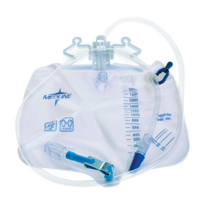 Medline Urinary Drain Bag with Antireflux Tower and Metal Clamp